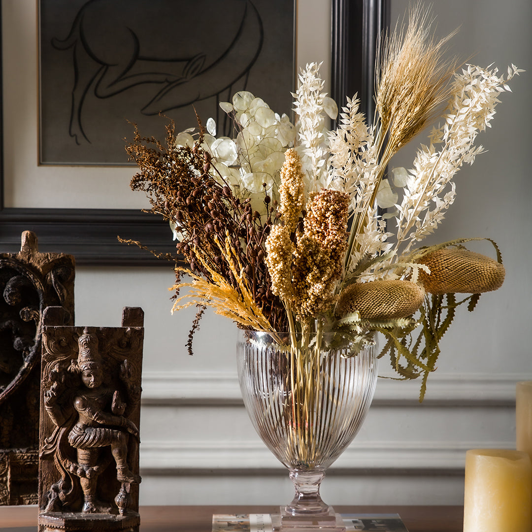 decorative glass vase, styled as home decor